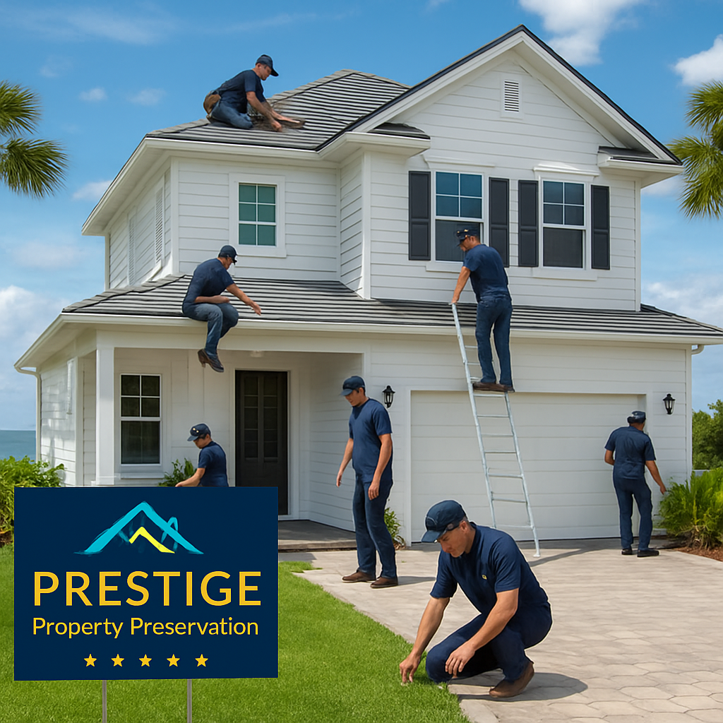 Prestige Property Preservation team working on a beautiful Florida coastal home